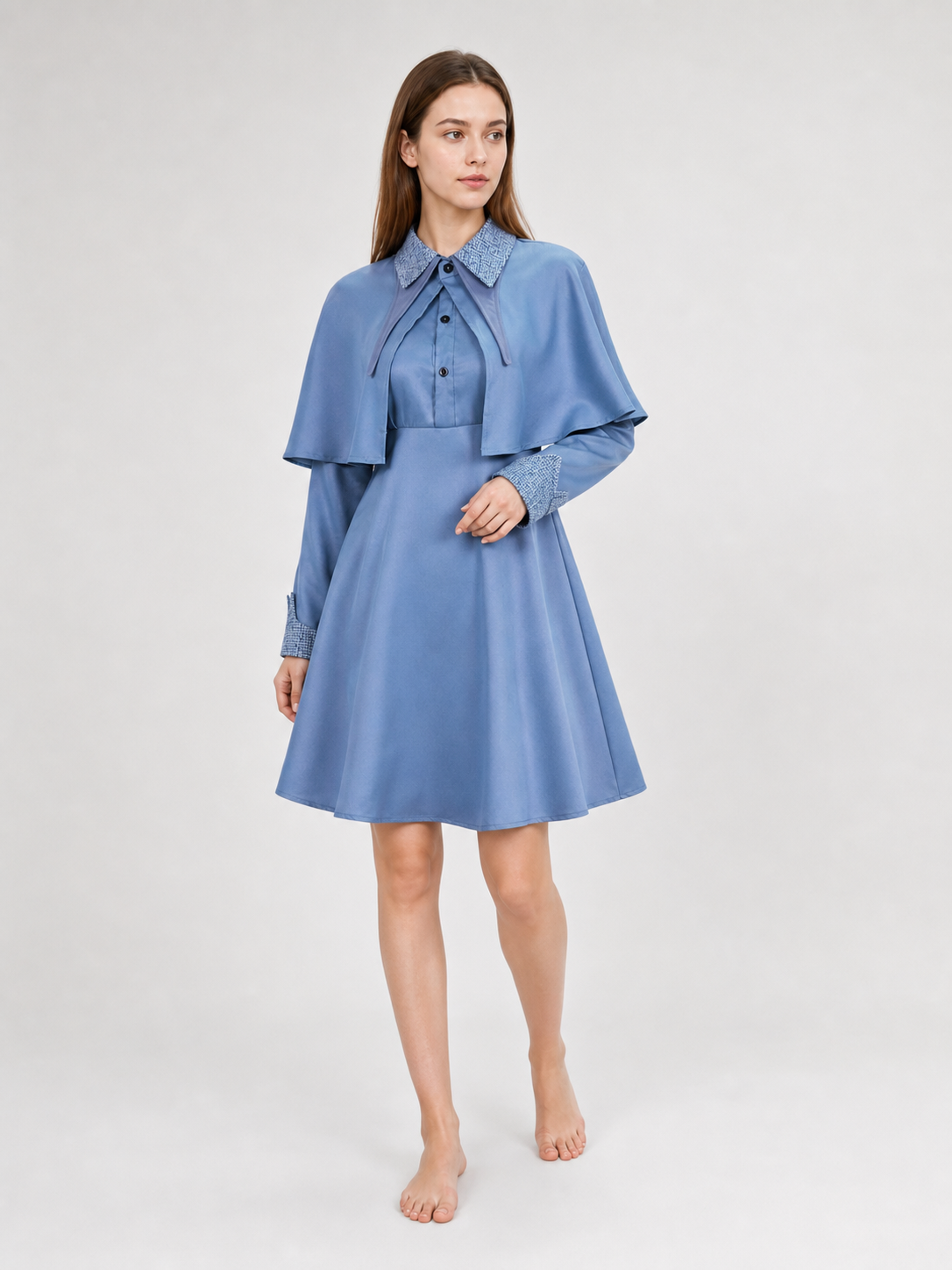 Beauxbatons Cosplay Dress with Capelet, Blue