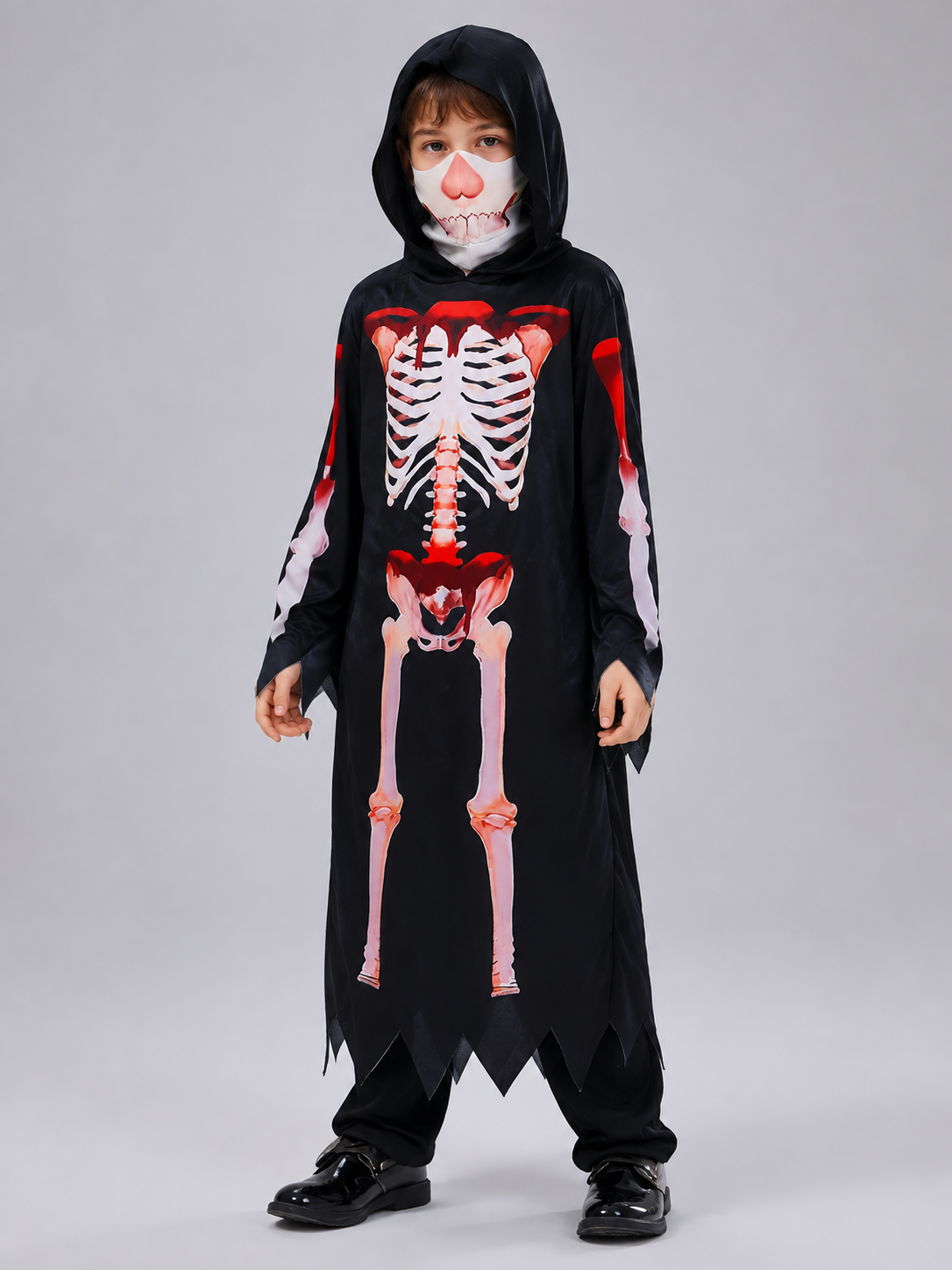 Children's Halloween Death Costume with Skeleton Print Costumes detail