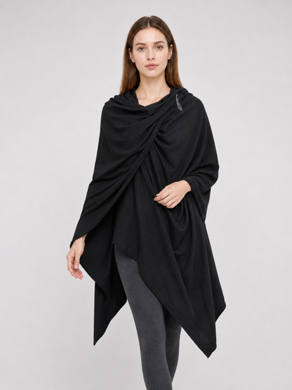 Black Hooded Carnival Cape, Loose Fit