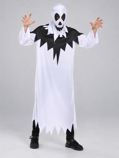 Vampire Costume: White Robe with Skull Mask