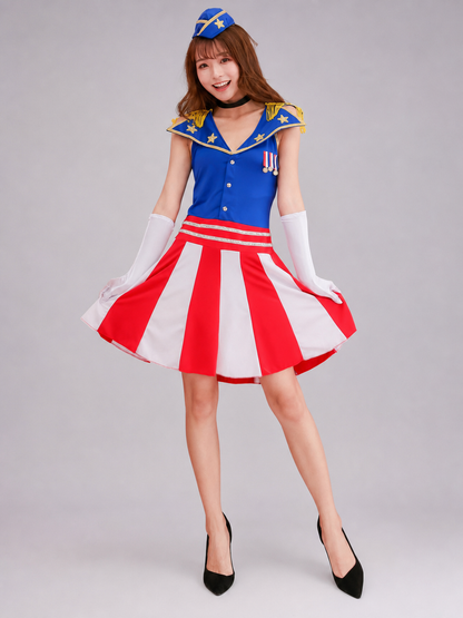Uniform-Style Performance Dress with Embellishments