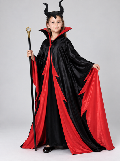 Black and Red Carnival Cape with High Collar Costume Capes detail