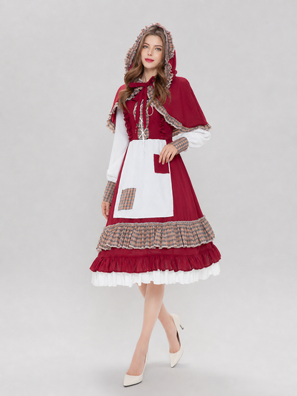 Little Red Riding Hood Costume: Dress with Apron and Cape
