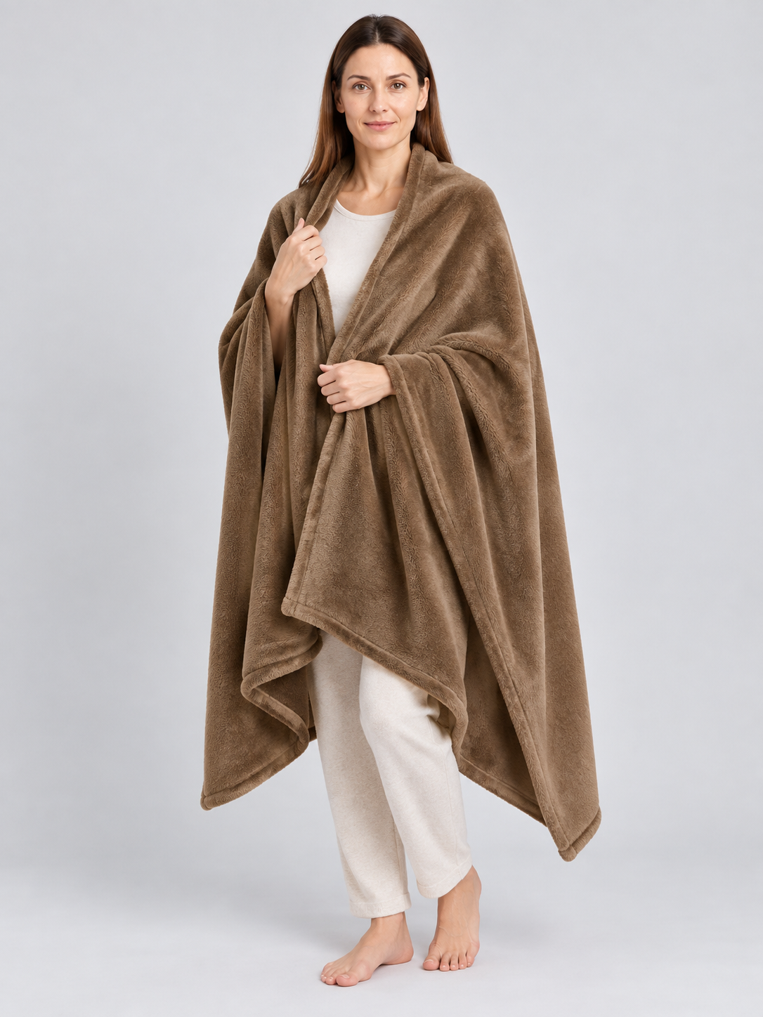 Brown polyester blanket soft fluffy double-sided