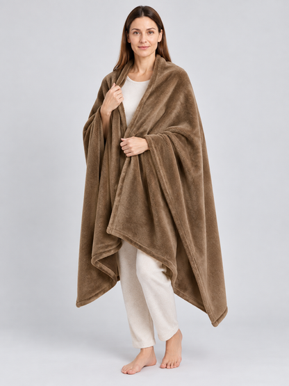 Brown polyester blanket soft fluffy double-sided