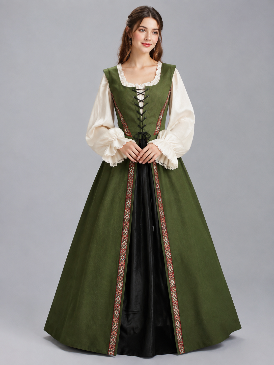 Medieval-Style Dress Set with Lacing Costume Dresses detail