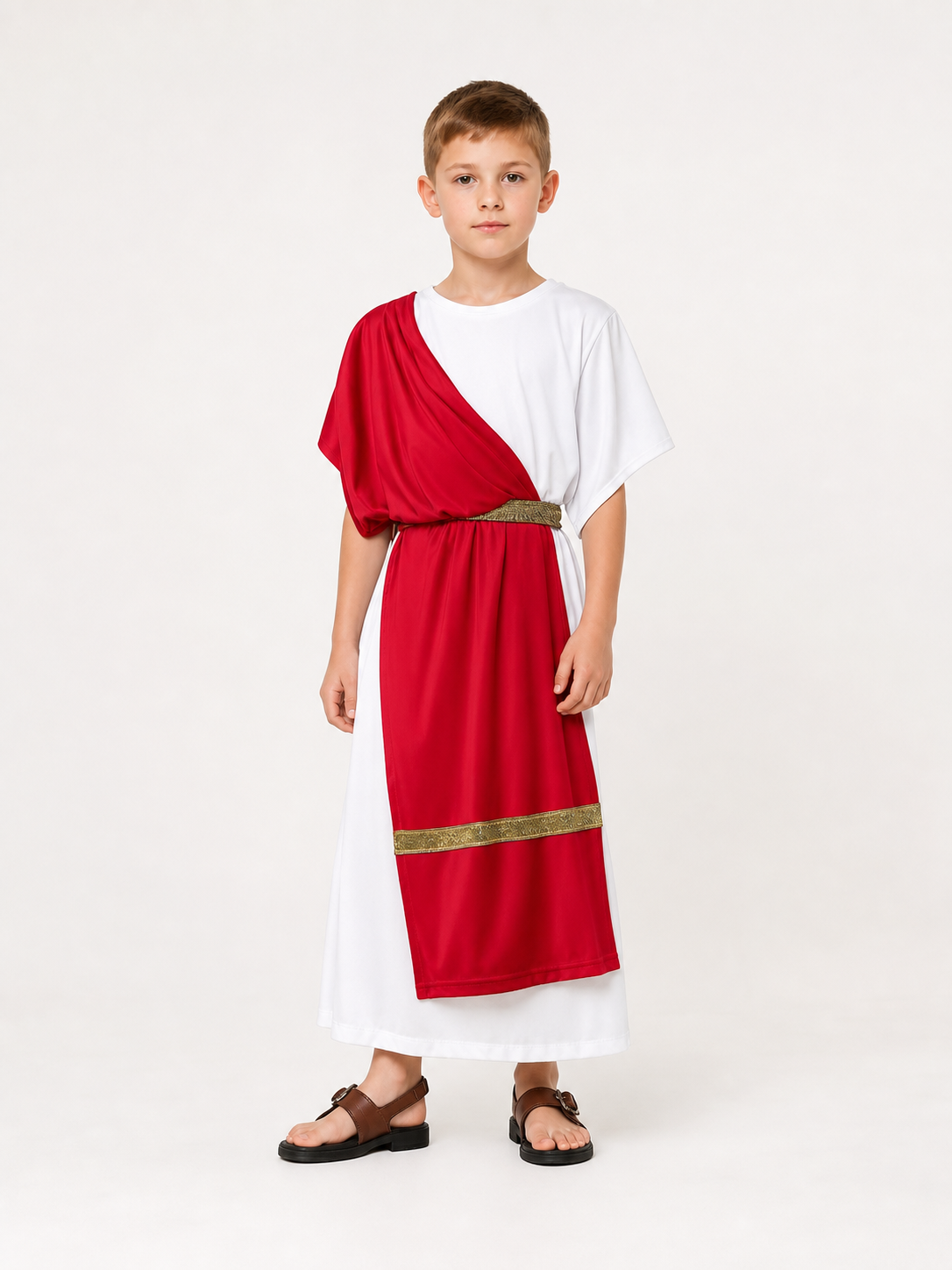Ancient Greek Costume with Red and Gold Ribbons Costumes detail