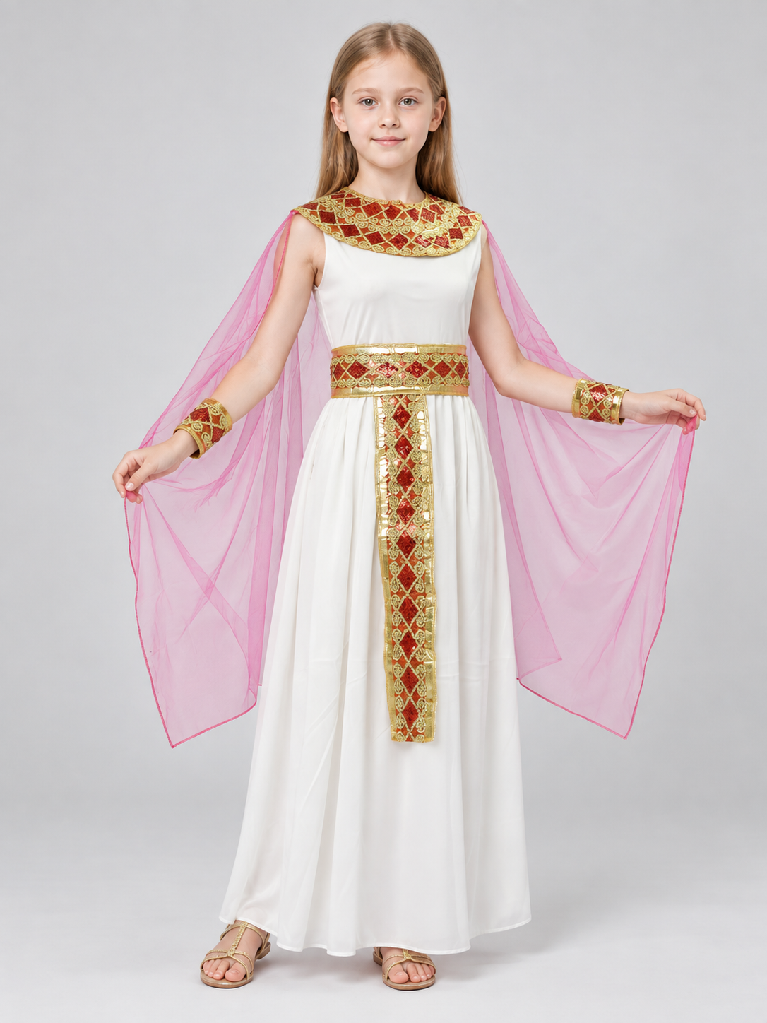 Egyptian-Style Carnival Costume, White with Cape