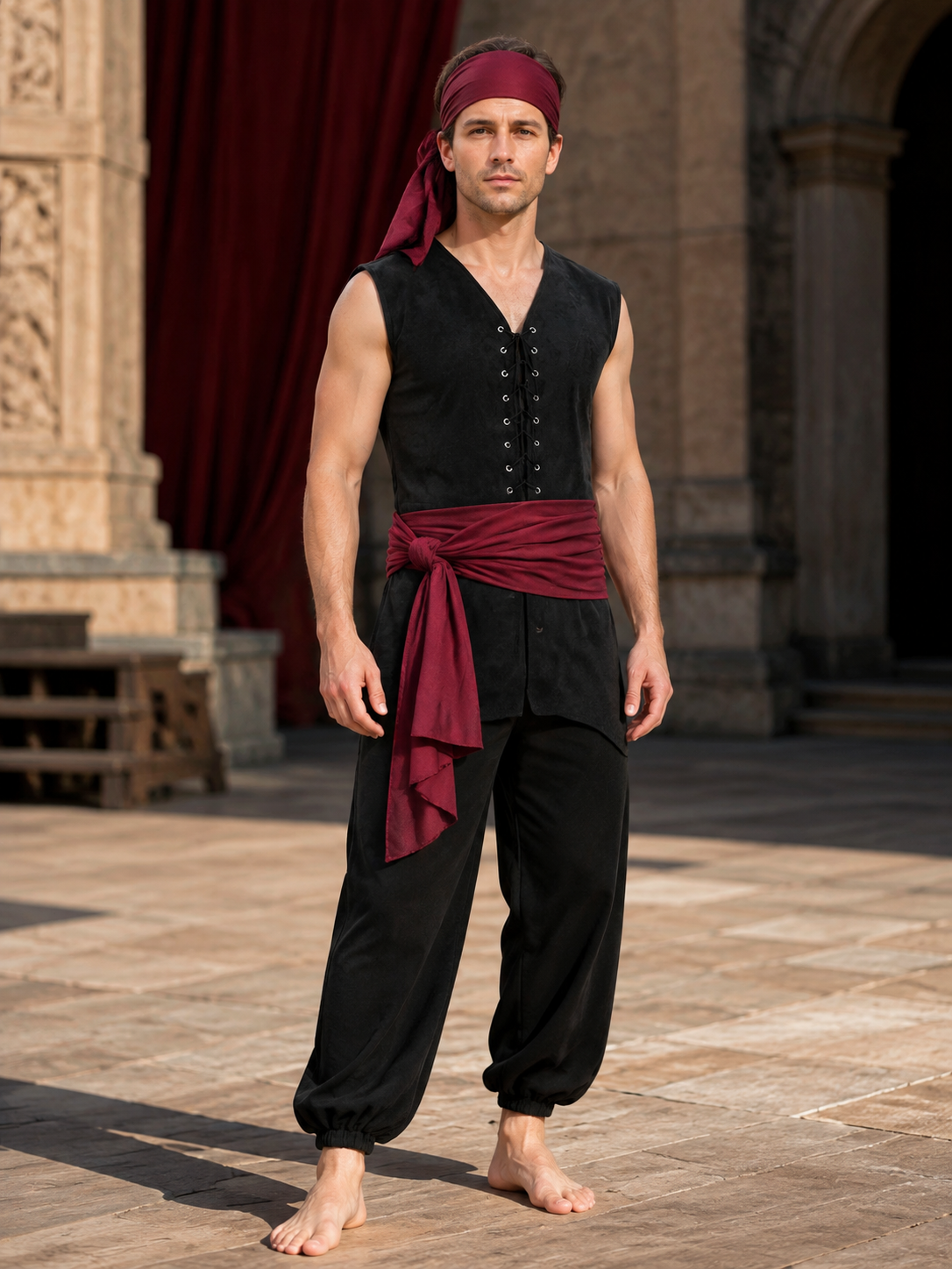 Medieval Renaissance Lace-Up Vest for Cosplay Costumes detail