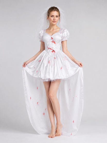 Vampire Bride Costume Dress with Veil