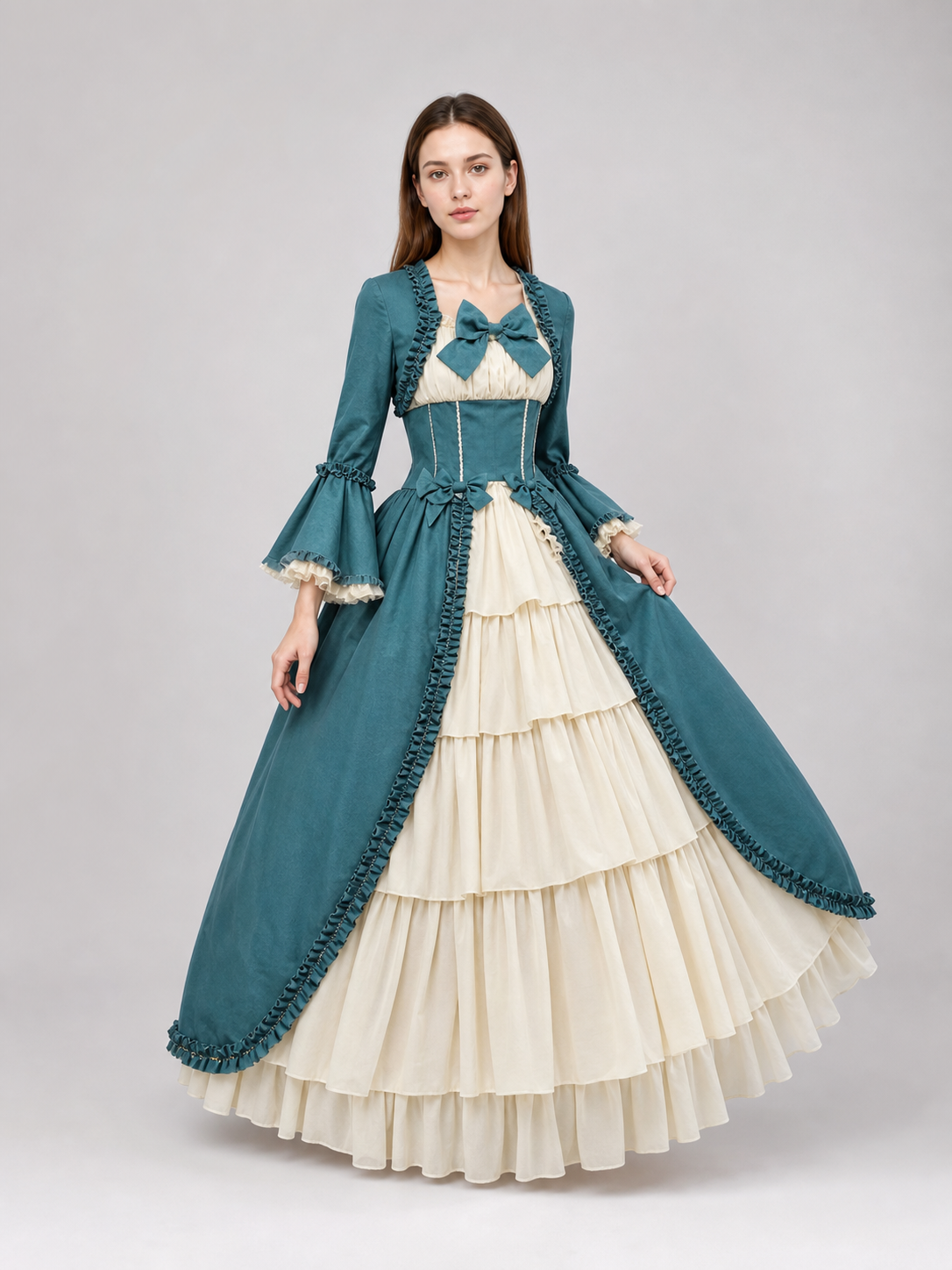 Victorian-Style Ball Gown with Ruffles