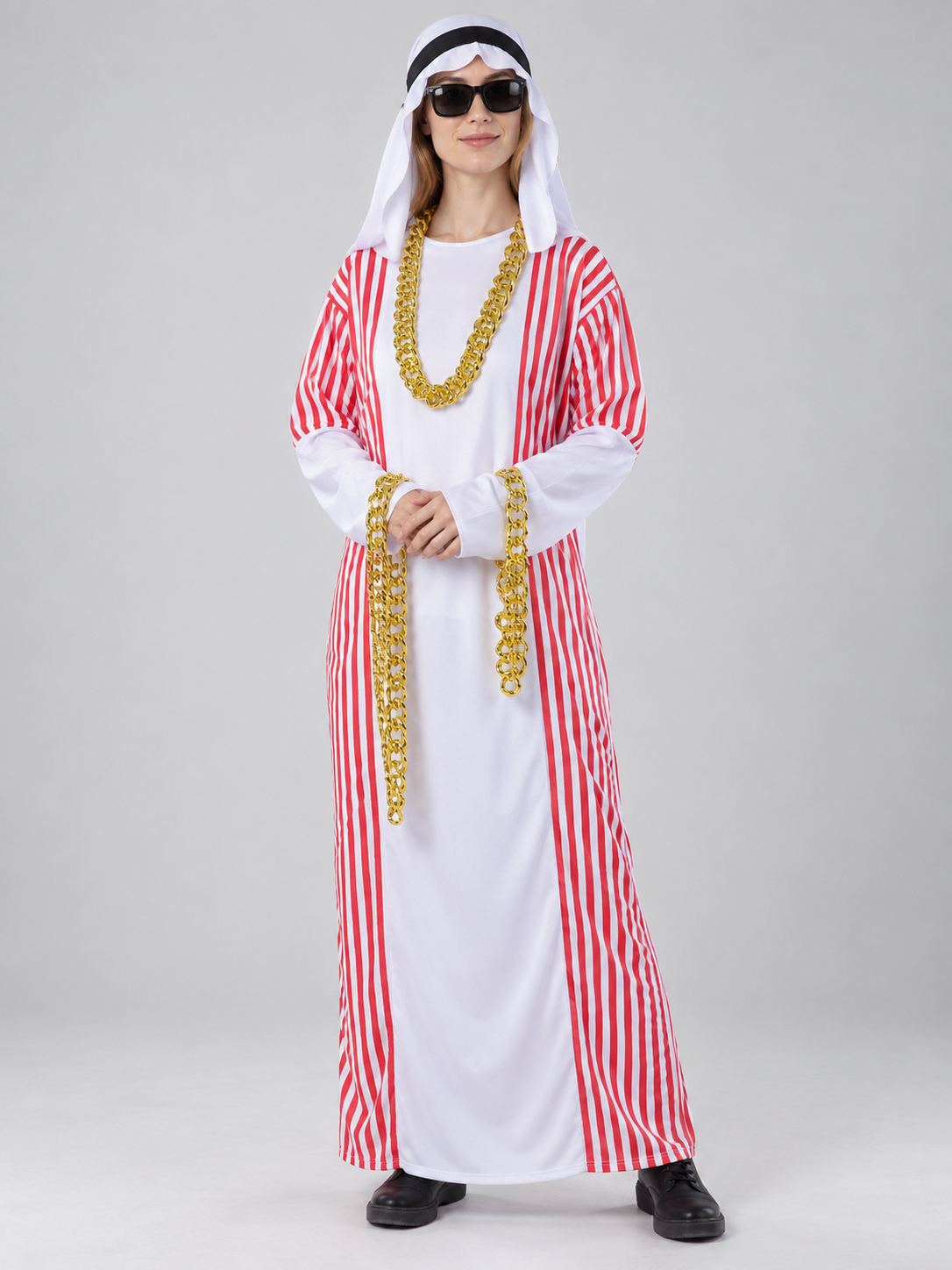 Carnival Costume with Scarf and Red Stripes