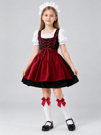 Kids' Bavarian-Style Dirndl Costume with Apron