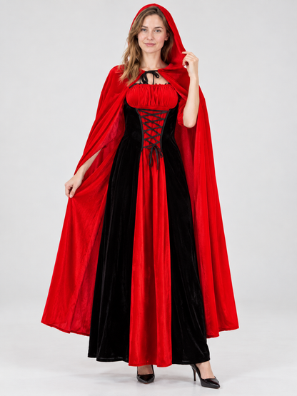 Adult Vampire Costume for Halloween with Cape and Dress