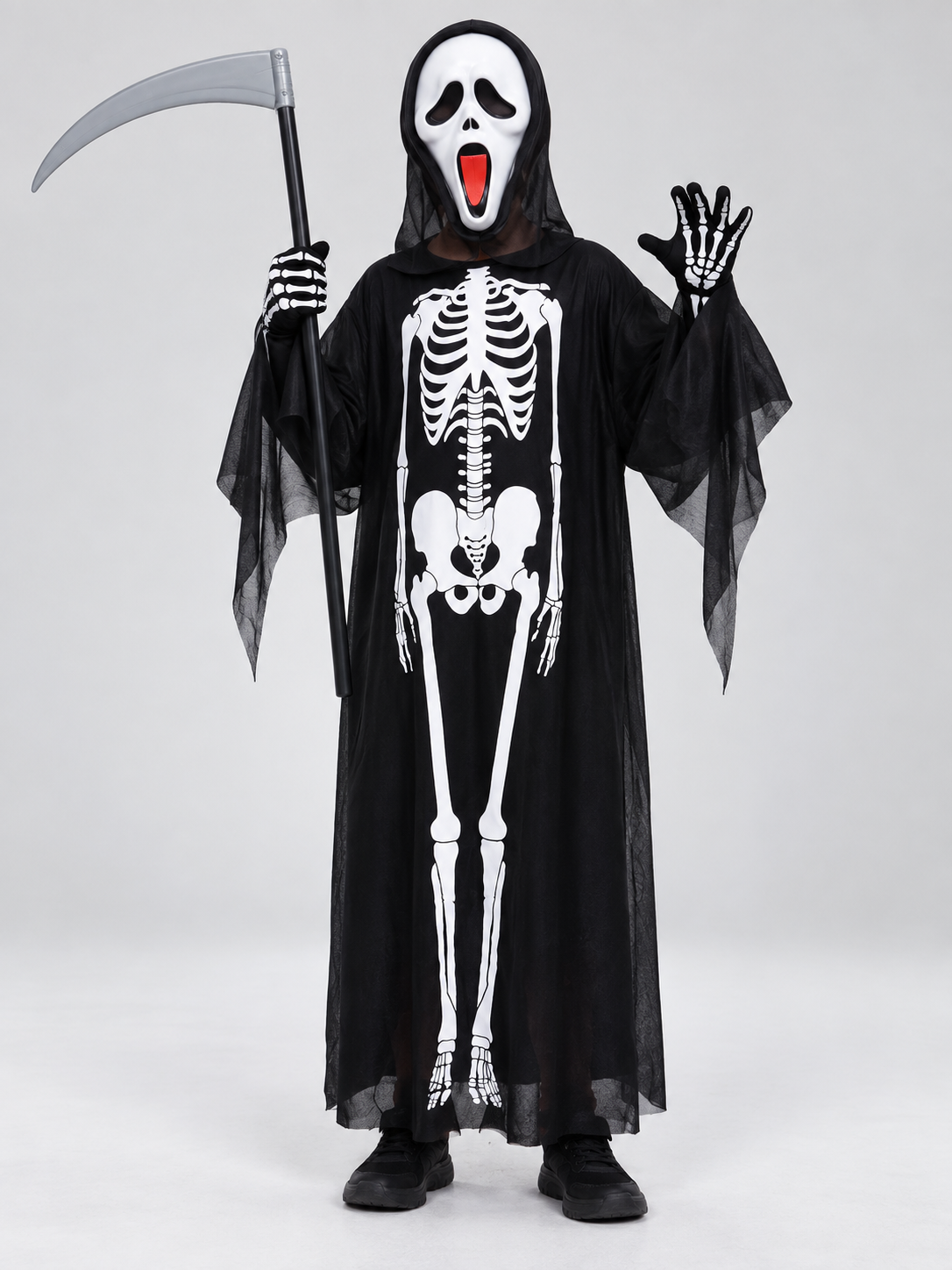 Skeleton Costume with Mask and Props Costume Masks detail