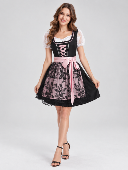Dirndl Dress with Apron, Lace, and Lacing