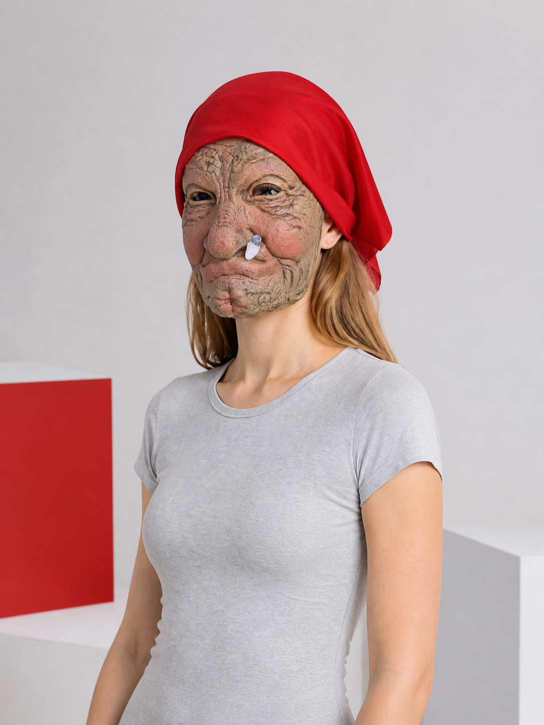 Halloween Carnival Mask with Red Headscarf