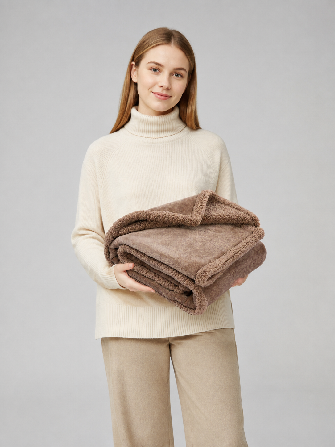 Reversible Pet Blanket, Taupe Wearable Blankets detail