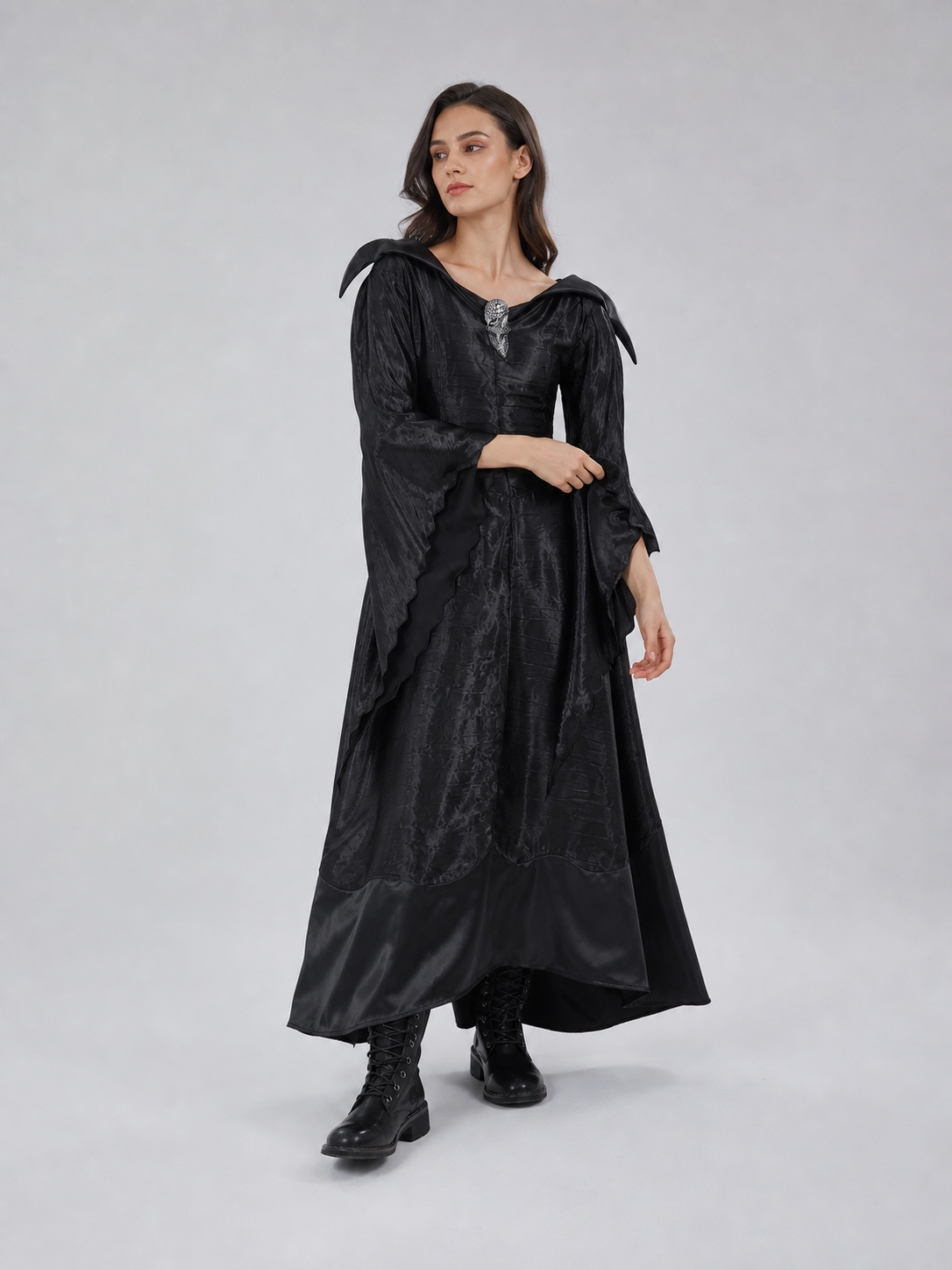Halloween Costume: Dress and Horned Headpiece on-model front view 2