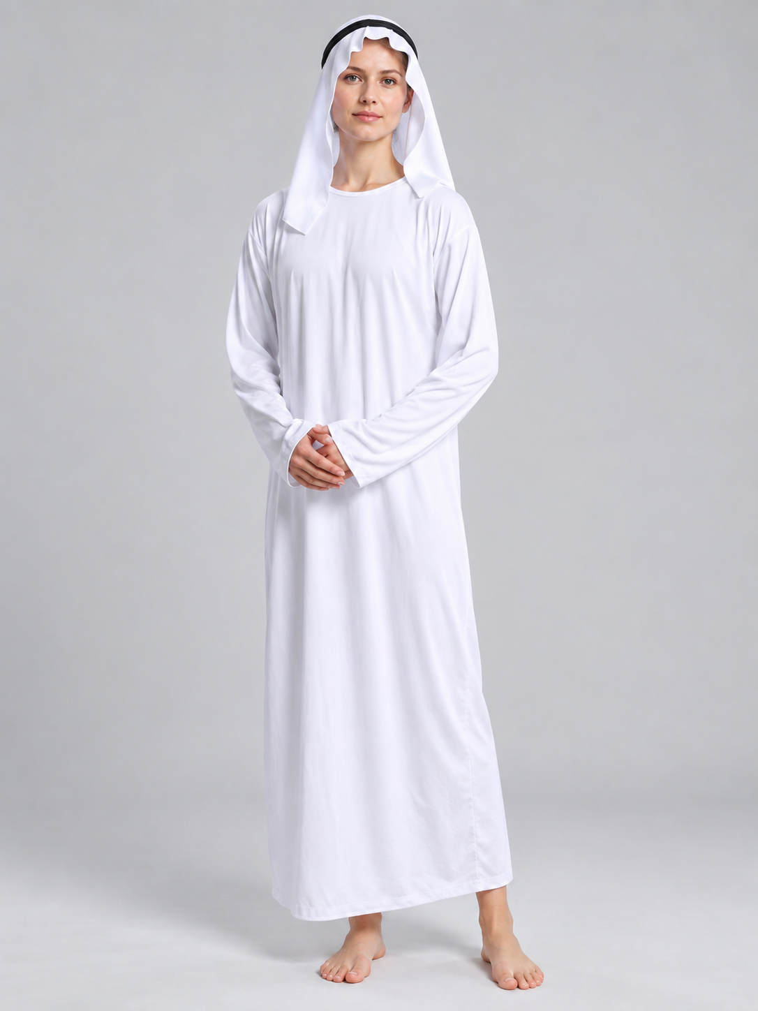 White Arabian-Style Costume with Headpiece Costume Headwear detail