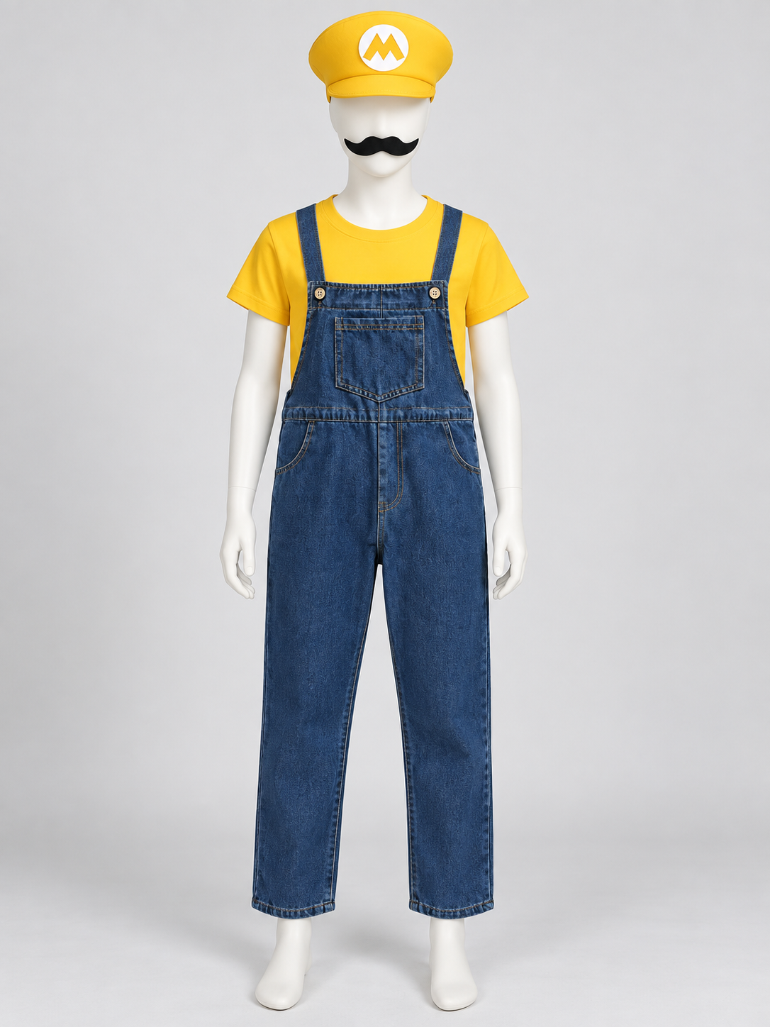 Children's Mario-Style Costume with Denim Overalls Costumes detail