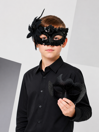 Black Carnival Mask for Halloween and Cosplay Costume Masks detail