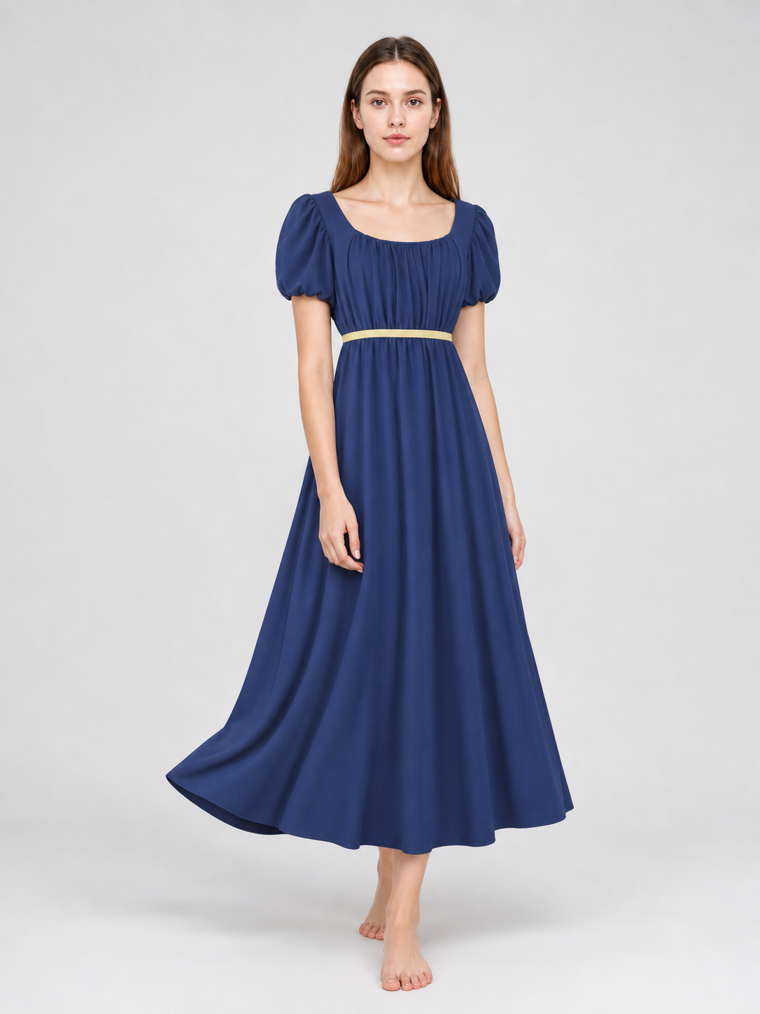 Long Bridgerton-style dress with sleeves