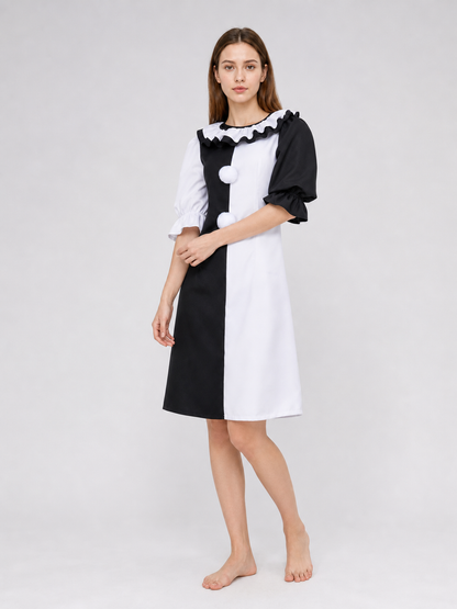 Black and White Clown Costume for Stage and Parties