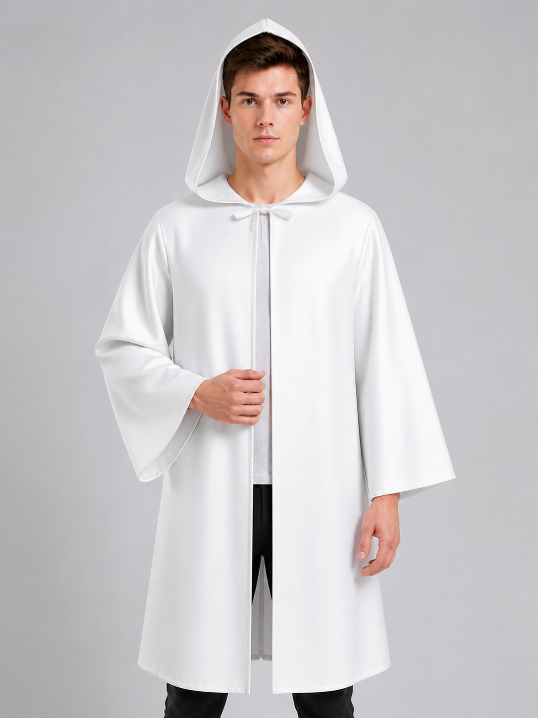 White Hooded Carnival Cloak, Long Cape Costume Capes detail