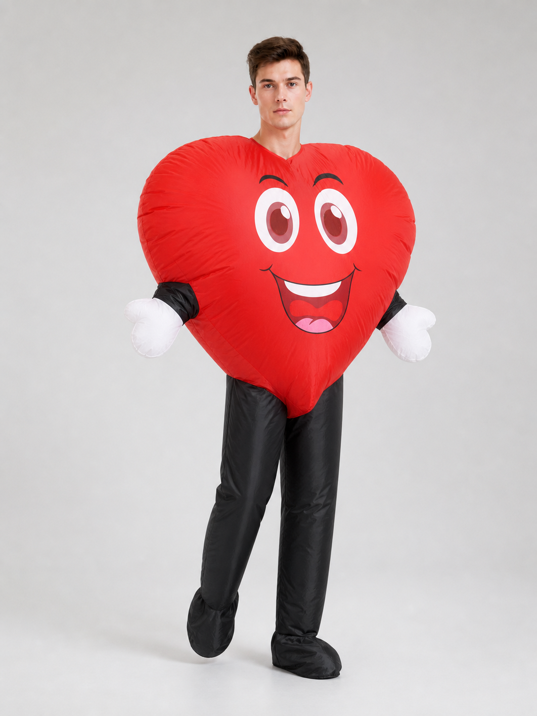 Inflatable Smiley Heart Decoration on-model front view 2