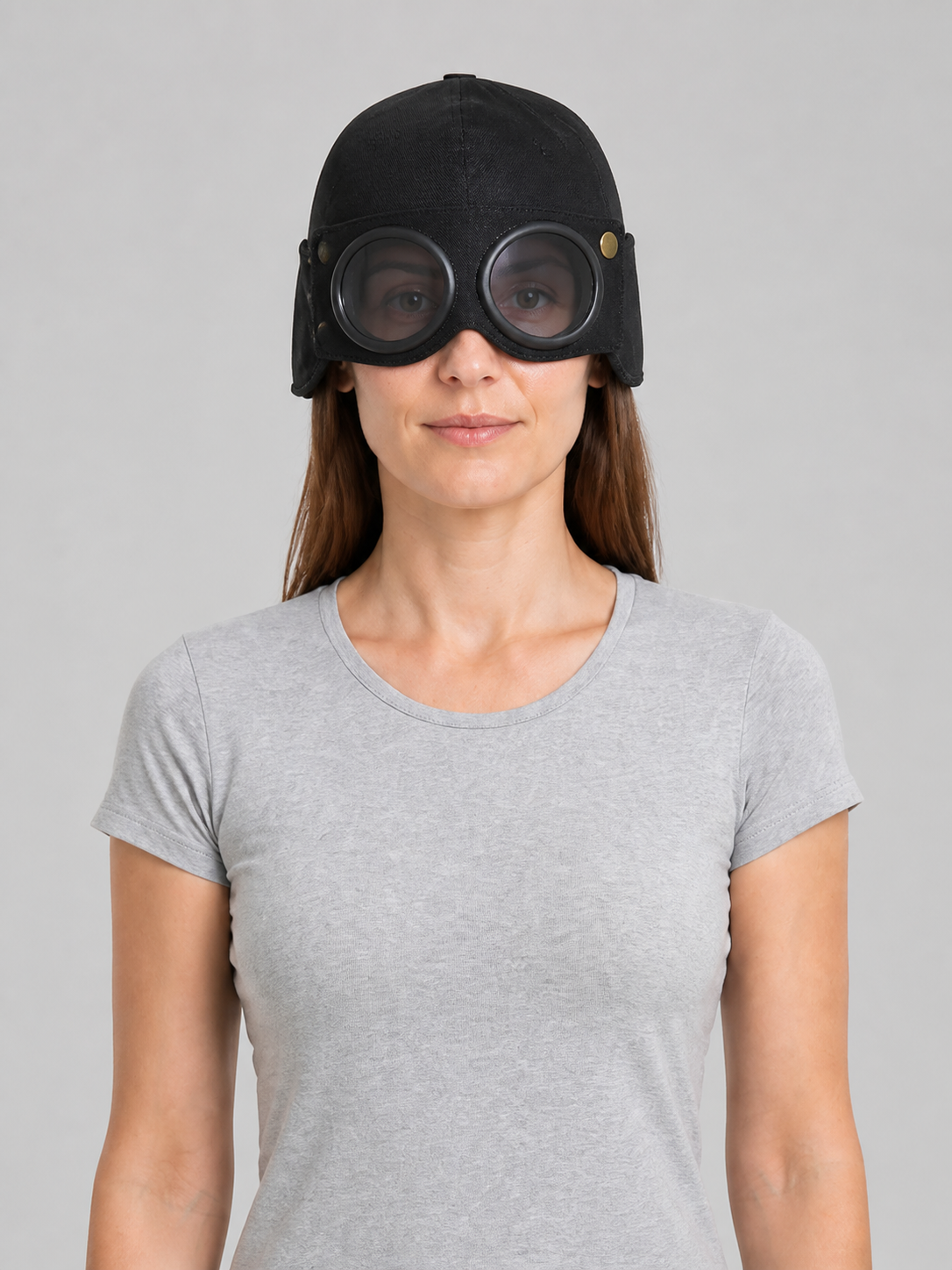 Black Pilot Hat with Goggles for Costumes Costume Headwear detail
