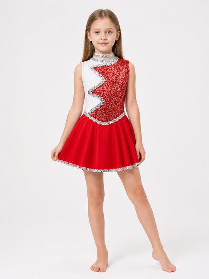 Short Red and White Sequin Party Dress Costume Dresses detail