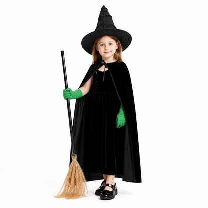 Black velvet witch costume set product view 21
