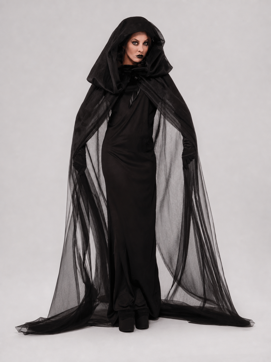 Black Gothic Cape with a Large Hood