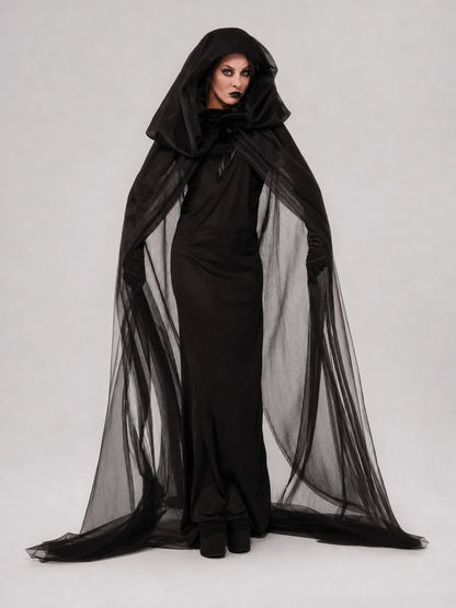 Black Gothic Cape with a Large Hood