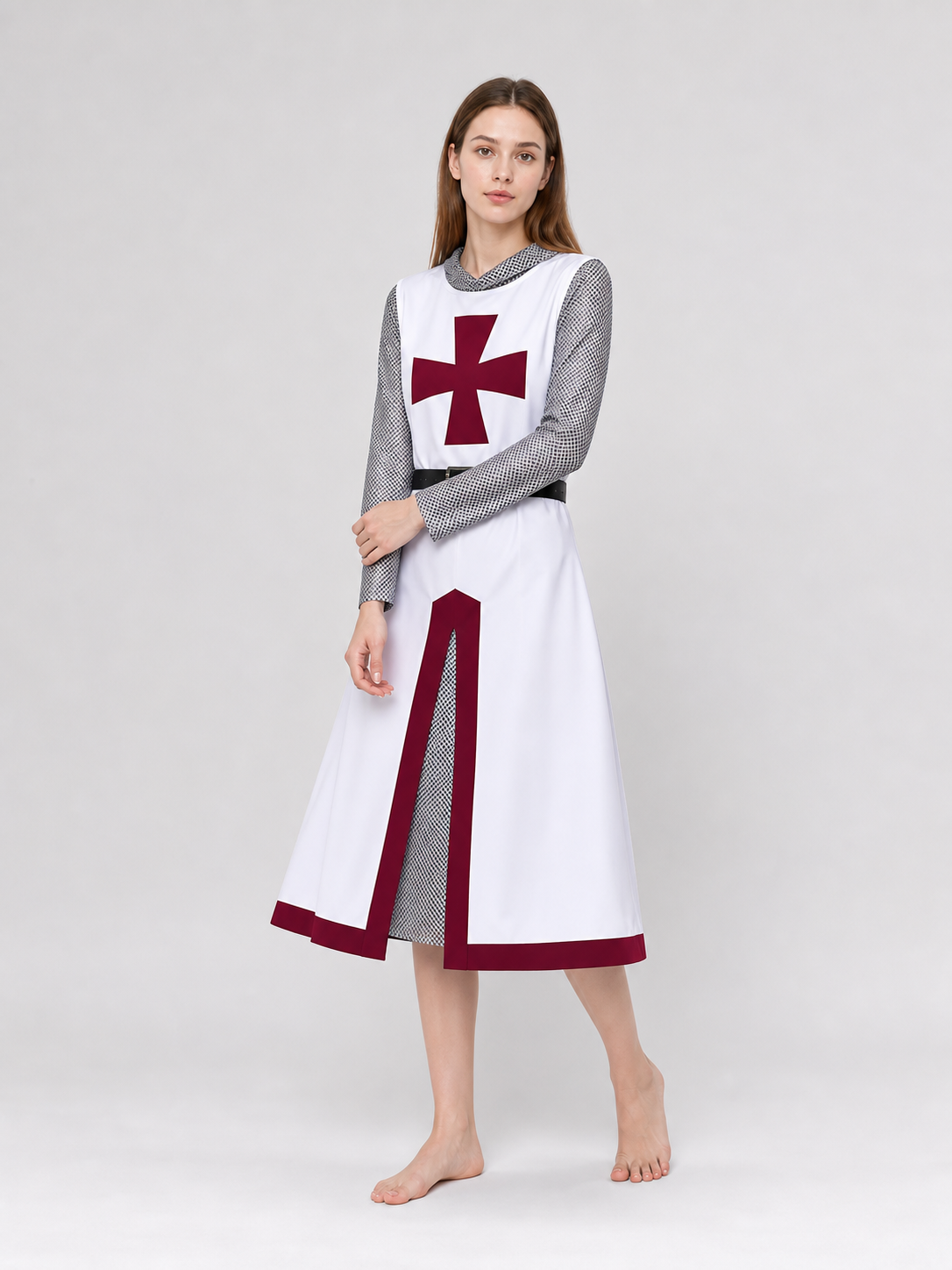 Medieval Costume with Cross, Cloak, and Belt
