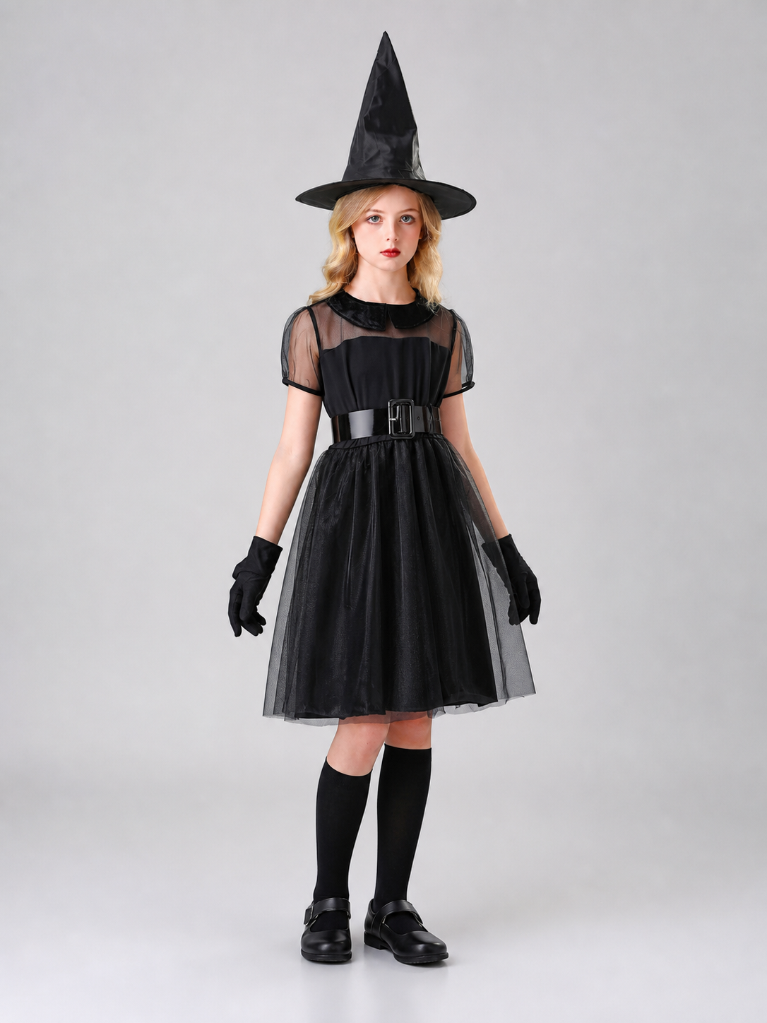 Witch Costume: Black Dress with Mesh Skirt