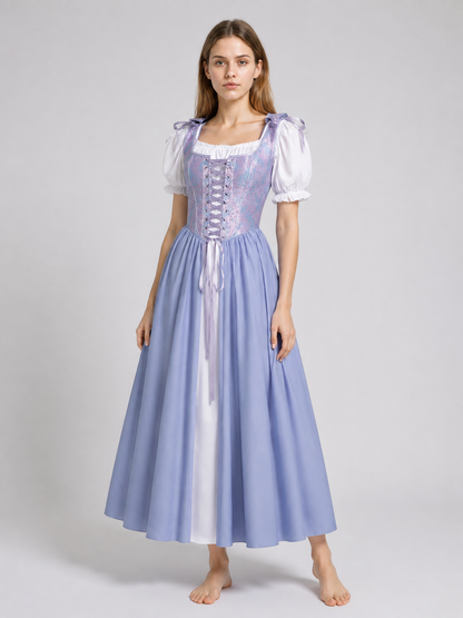 Dress with a Corset Bodice and White Blouse Costume Dresses detail