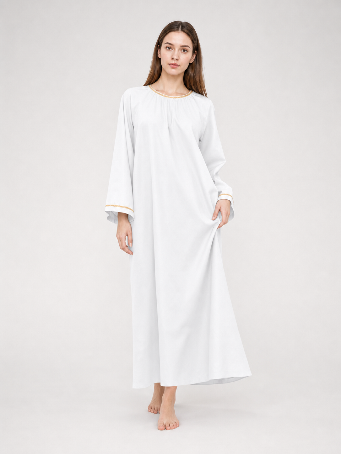 White Cosplay Cloak with Gold Trim