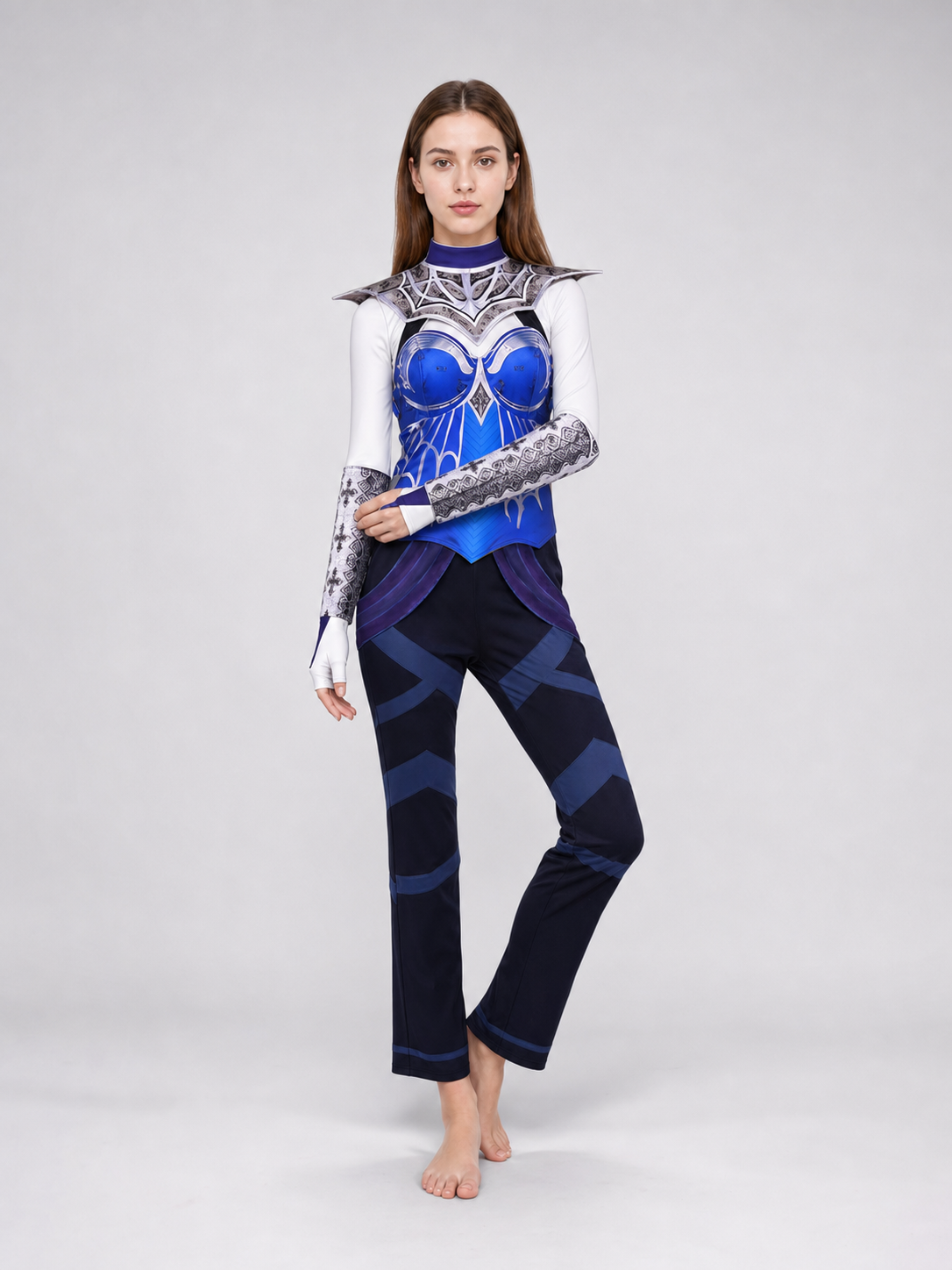 Kitana Cosplay Costume: Blue Armor with Mask