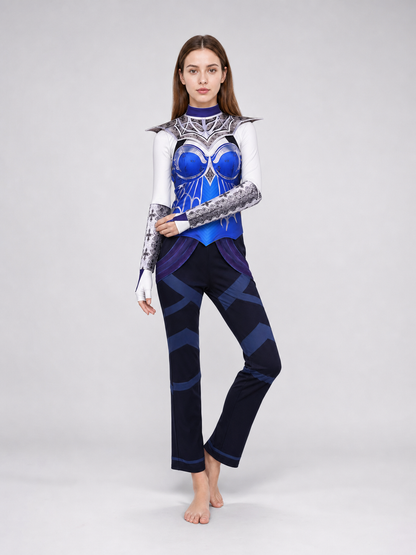 Kitana Cosplay Costume: Blue Armor with Mask