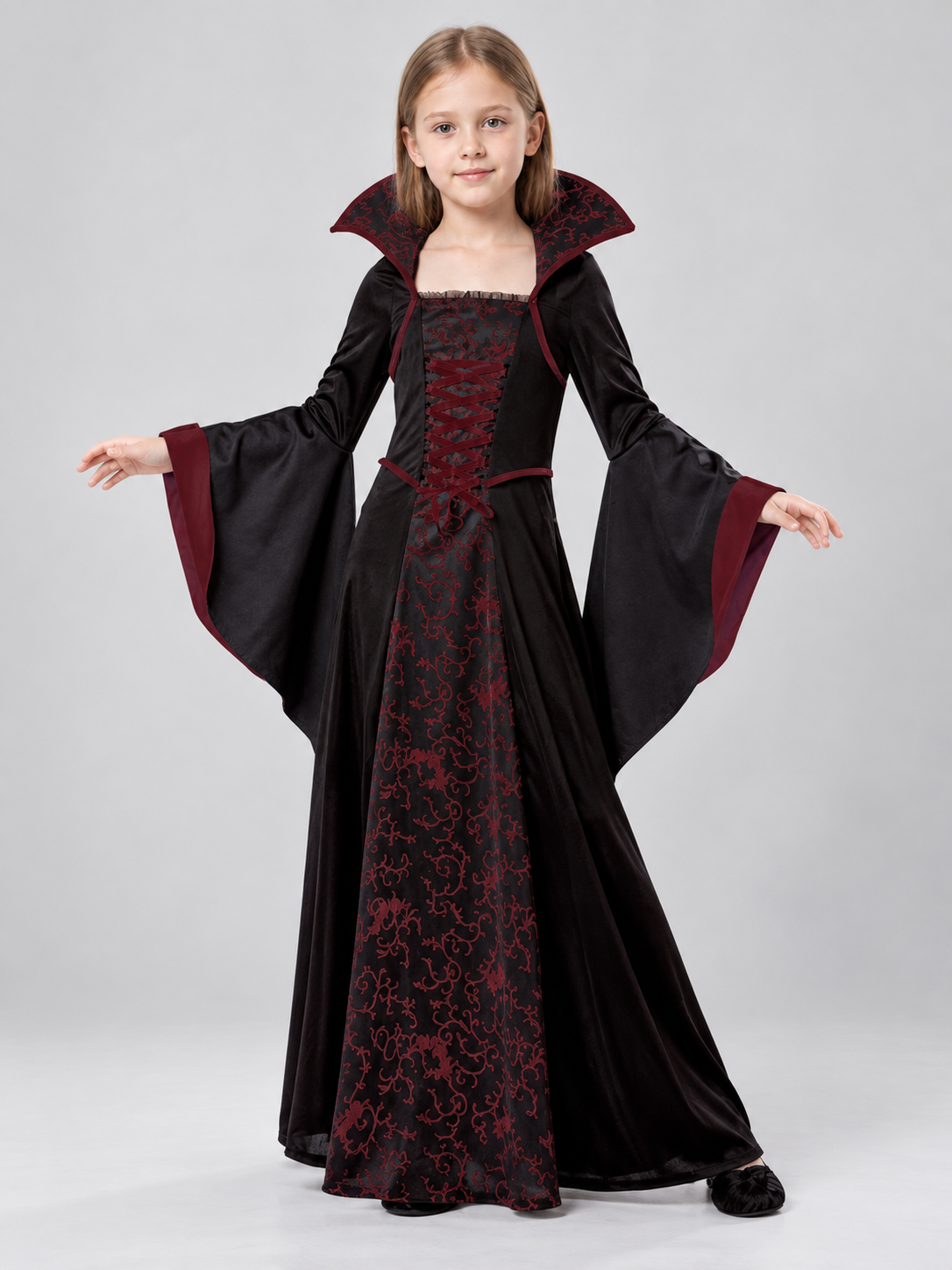 Carnival Dress with High Collar and Lacing
