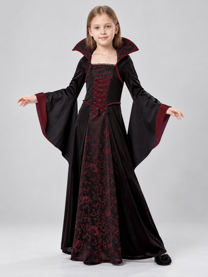 Carnival Dress with High Collar and Lacing