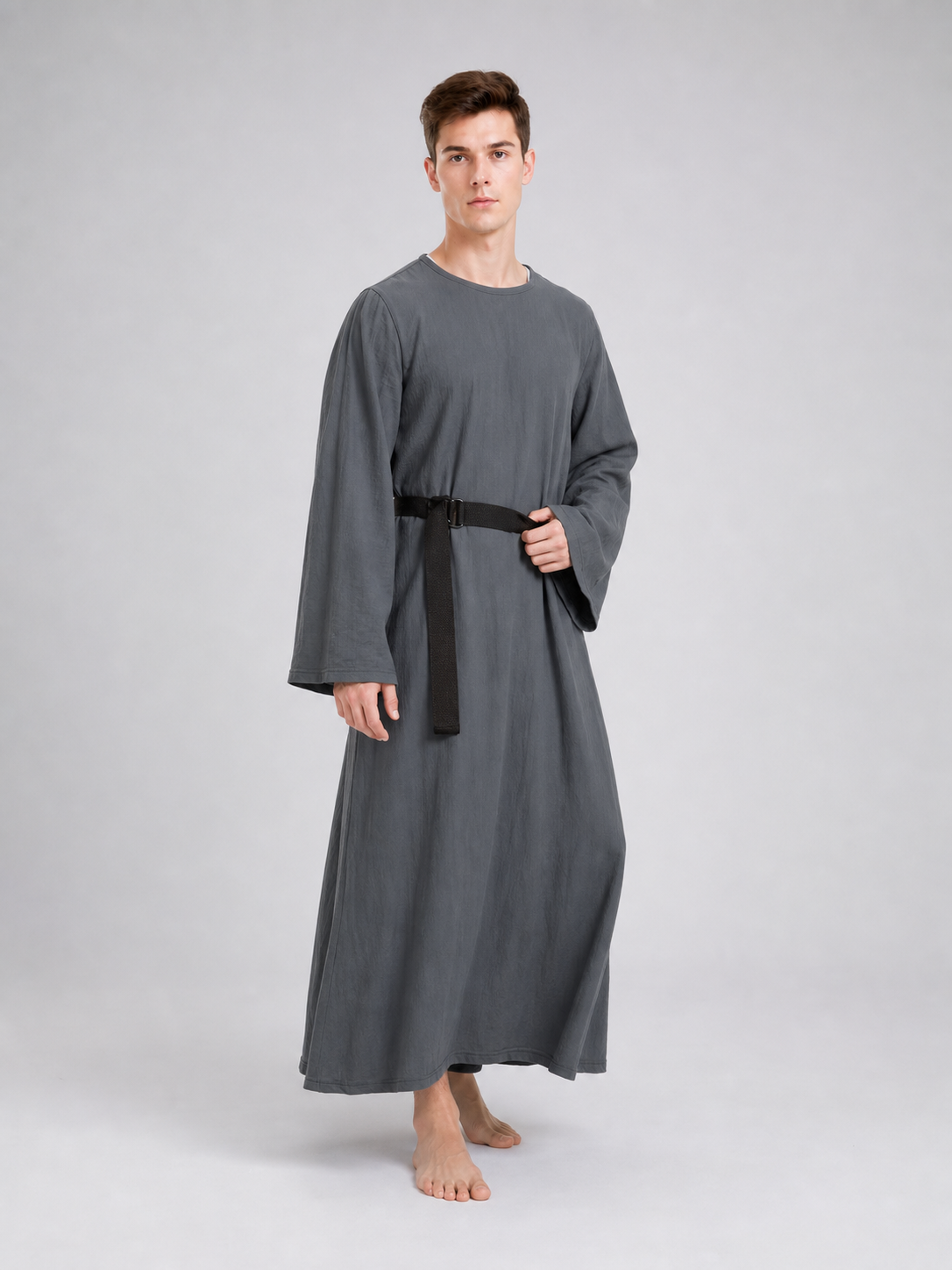Fantasy Costume with Robe, Hat, Beard, and Staff