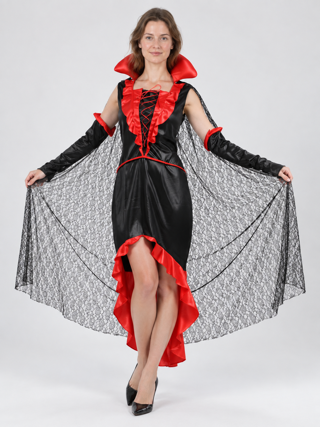 Vampire Queen Carnival Costume with Lace Cape