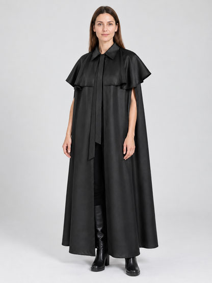 Black cloak with collar and capelet