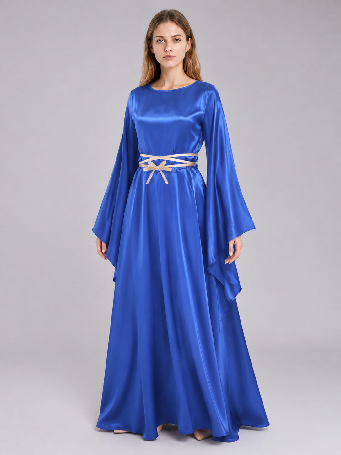 Blue Floor-Length Carnival Dress with Satin Sheen Costume Dresses detail