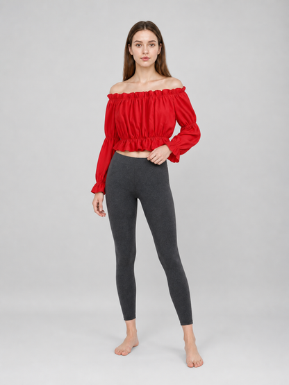 Red off-the-shoulder cropped top