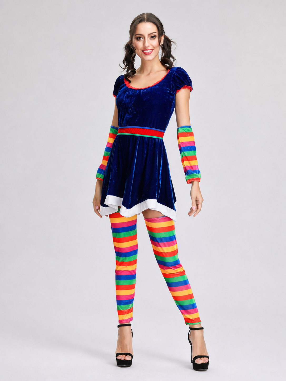 Stage Costume with Rainbow Stripes for Performances