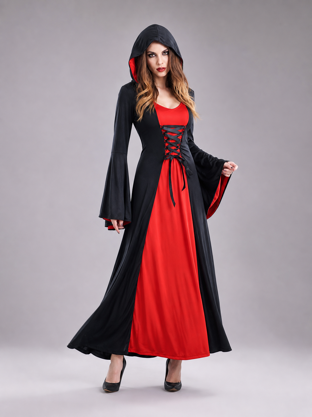 Pirate-Style Carnival Dress, Black and Red